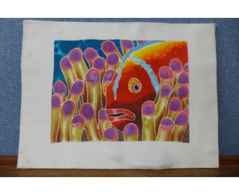 A Jean Baptiste silk screen print, Clownfish &amp; Sea Anemone, unframed 