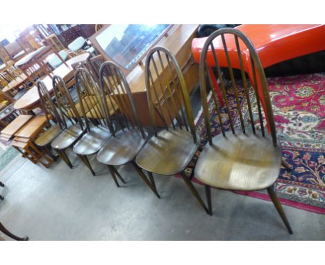 A set of six Ercol Golden Dawn elm and beech Quaker chairs 