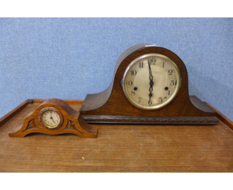 Two oak mantel clocks 