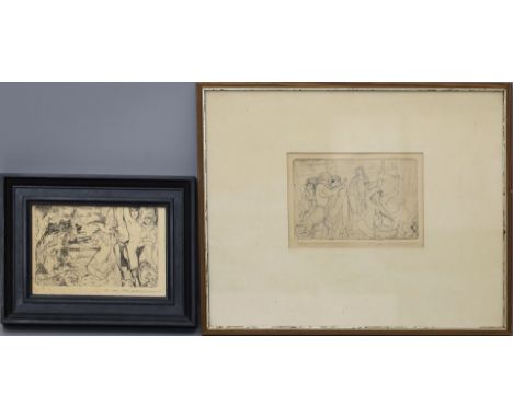 Schwimmer, Max (1895 Leipzig 1960) Vier Radierungen mit figürlichen Darstellungen. Alle Blätter (1x fleckig) mit Bleistift si