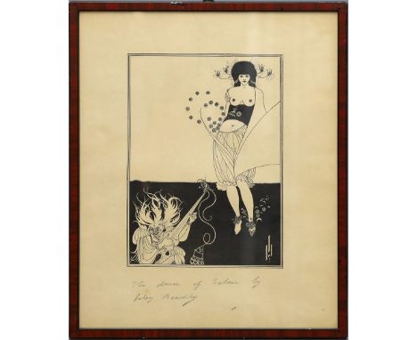 Beardsley, Aubrey (1872 Brighton - Menton 1898) "The Stomach Dance". Zinkographie (gebröunt). Ca. 22x 16 cm, breitrandig. R. 