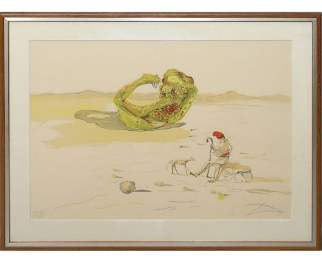 Dalí, Salvador (1904 Figueras 1989) "Desert Juwel" (Die Zeitwiege) aus der "Time Suite (1975/76)". Farblithographie (gebräunt