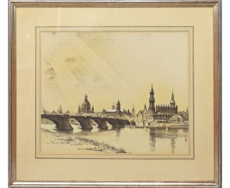 Erler, Georg Erich (1871 Dresden - Bad Reichenhall 1950) "Blick auf die Altstadt von Dresden Juni 1940", so li. u. betitelt u