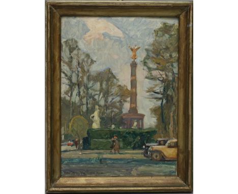Antoine, Otto (1865 Koblenz - Berlin 1951) "Siegessäule März 1938 (alte Stellung)", so rückseitig betitelt. Öl/Karton, li. u.