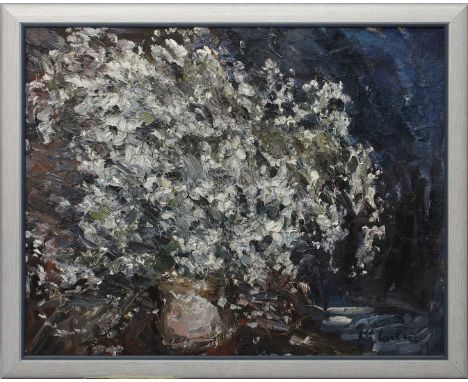 Ladwig, Roland (1935 Wedel - Berlin 2014) Blüten. Öl/Lwd., re. u. sowie verso sign. und dat. (19)77. 66x 81 cm. R.
