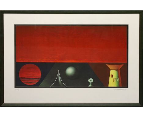 Hausner, Rudolf (1914 Wien 1995) "Abendlandschaft" (1982). Farblithographie, re. u. handschriftlich sign. und li. u. Ex. 43/3