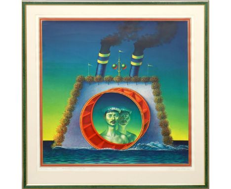 Hausner, Rudolf (1914 Wien 1995) "Adam - Maschinist", so unterhalb der Dastellung betitelt. Farbserigraphie, re. u. handschri