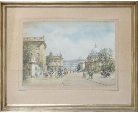 Tritt, Wolfgang (1913 Berlin 1983) Berlin, Unter den Linden mit zahlreichen Personen und Blick auf Zeughaus und Stadtschloss.