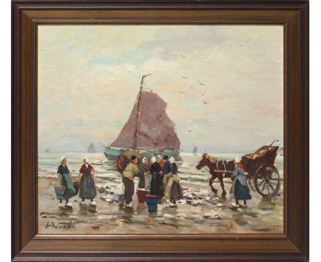 Haerendel, Harry (1896 Hamburg - 1991) Holländische Küste. Öl/Lwd., li. u. sign. 61x 71 cm. R. Beigegeben: Kopie des Kaufbele