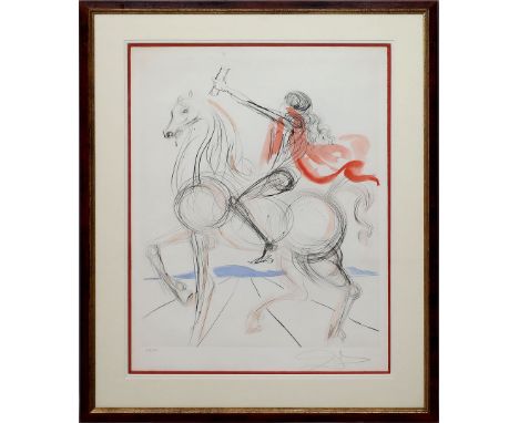 Dalí, Salvador (1904 Figueras 1989) "Chevalier Léonardesque" aus "Hommage à Leonardo (1975)". Kaltnadel/Aquatinta und Lithogr