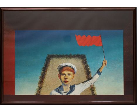 Hausner, Rudolf (1914 Wien 1995) Matrosenjunge mit roter Fahne. Farboffset, re. u. handschriftlich sign. und li. u. Ex. 114/5
