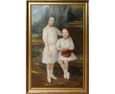 Jährig, Hermann Richard (1859 Meißen - Dresden um 1925) Lebensgroßes Portrait der Schwestern Sigrid und Wiltrud Hörstel, geb.