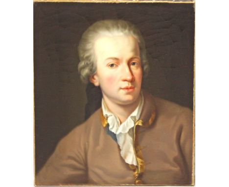 Portraitist (Österreich/Süddeutschland, um 1780) Portrait eines jungen Mannes. Öl/Lwd. (Altersspuren). Ca. 39,5x 32,5 cm. Pro