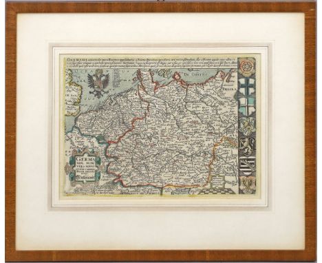 Ortelius, Abraham (1527 Antwerpen 1598) "GERMANIA", aus "Theatro De La Tierra Universal". Kolorierte Kupferstichkarte (verso 