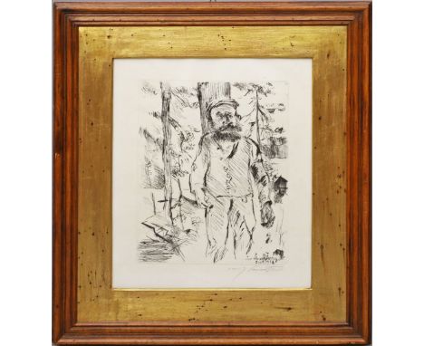 Corinth, Lovis (1858 Tapiau-Zandvoort 1925) "Der Knecht". Radierung, re. u. mit Beistift sign. und im Druck dat. 1919 und bez
