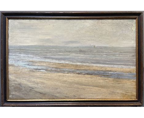 Savry, Henri (Hendrik Martinus) (1871 Haarlem 1942) Einsame Meeresküste mit Segelboot in der Ferne. Öl/Lwd. (doubliert, stark