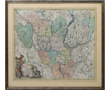 Vind, August (Augsburg um 1758) Landkarte von "BRANDENBURGENSEM". Handkolorierter Kupferstich, li. u. in Kartusche betitelt u