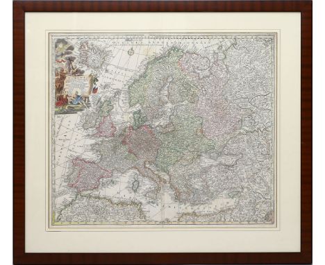 Seutter, Matthäus (1678 Augsburg 1757) Karte von Europa. Handkolorierter Kupferstich (Altersspuren, mittig u. Riss), um 1730.