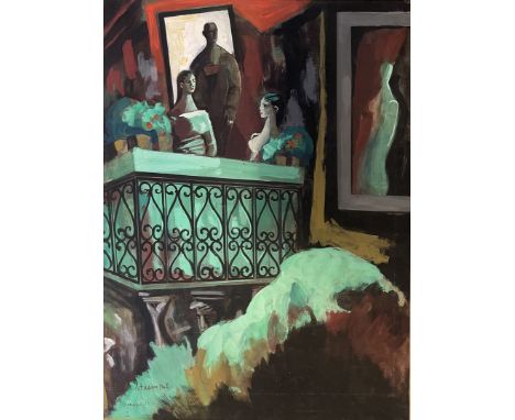 Strempel, Horst (1904 Beuthen - Berlin 1975) "Der Balkon", so verso betitelt, dat. 1953 und mit Werkangabe "Nr. 29a". Tempera