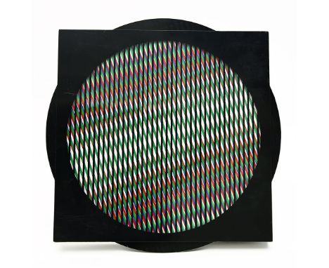 Cruz-Diez, Carlos (1923 Caracas - Paris 2019) Op Art-Skulptur "Chromointerférence Manipulable" (1989). Drehbare Silkscreen/Pl