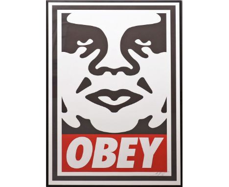 Fairey, Shepard "Obey" (geb. 1970 Charleston) Obey Face mit Schriftzug "OBEY", so im Druck betitelt. Siebdruck/Papier, re. u.