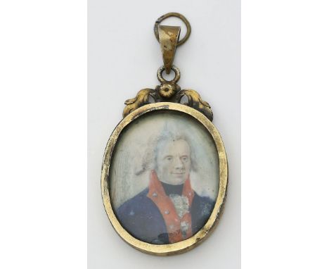Miniaturist (deutsch, um 1840) Darstellung eines preußischen Offiziers in Uniform - vermutlich Friedrich Wilhelm von Rohdich.