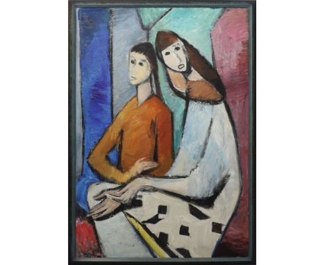 Bartsch, Margret (geb. Berlin) Figurenkomposition. Öl/Hartfaserplatte, li. o. monog. 115x 80 cm. R. 