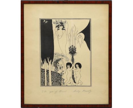 Beardsley, Aubrey (1872 Brighton - Menton 1898) "The eyes of Herod". Zinkographie (gebräunt). Ca. 22x 16 cm, breitrandig. R. 