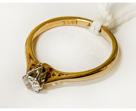 18 CARAT GOLD DIAMOND SOLITAIRE RING APPROX 0.25 CARAT SIZE K