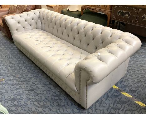 3 SEATER GREY CHESTERFIELD SOFA