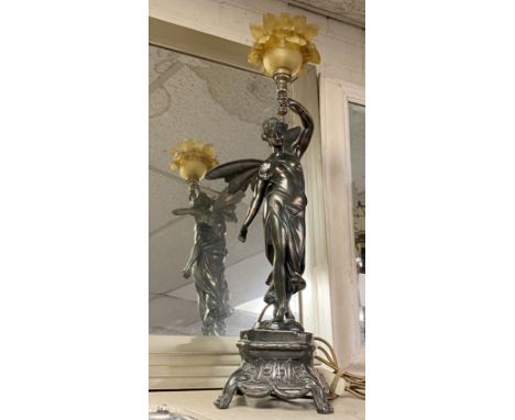 LARGE ART NOUVEAU STYLE FEMALE FIGURE TABLE LAMP 61CMS (H)