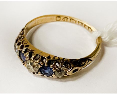 18K YELLOW GOLD &amp; SAPPHIRE RING - SIZE K/L