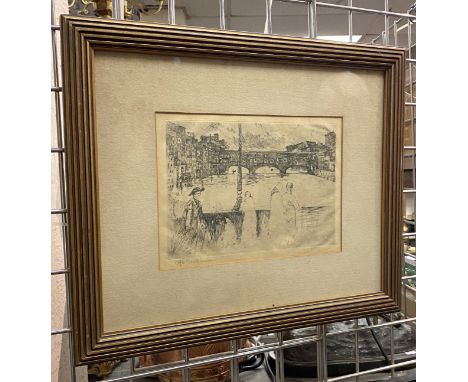 ETCHING OF FLORENCE BY OTTO HENRY BACHER