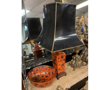 ORIENTAL LAMP WITH SHADE &amp; BOWL
