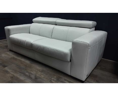 NATUZZI EDITIONS LEATHER SOFA BED, in light grey, with makers label78cm high, 210cm wideThe sofa bed is in a good overall con