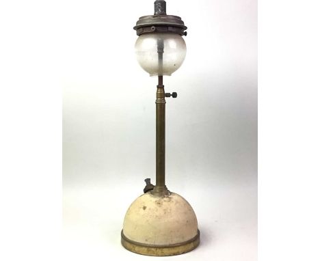 TILLEY LAMP, AND OTHER ITEMS  including another safety lamp and a group of hand tools53cm high
