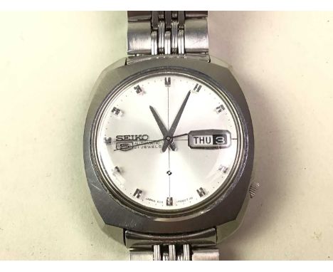OMEGA LADIES WRIST WATCH, ALONG WITH A VINTAGE SEIKO 5 AUTOMATIC WRIST WATCH the Omega in rolled gold case, the Seiko cased i