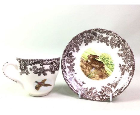 SPODE WOODLAND PART TEA SERVICE, comprising cups and saucers