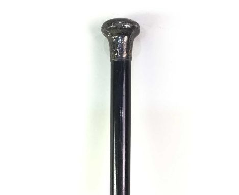 EBONIZED WALKING STICK, with silver top