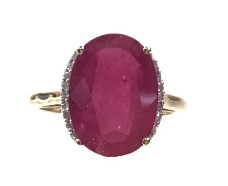 THREE GEM SET DRESS RINGS, IN NINE CARAT GOLD  comprising two coloured gemstone and diamond rings and a faceted oval stone ri