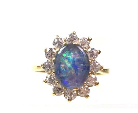 FOUR GOLD DRESS RINGS, two in nine carat gold, one in fourteen carat gold and an eighteen carat gold cluster ringQty: 9k = 9.