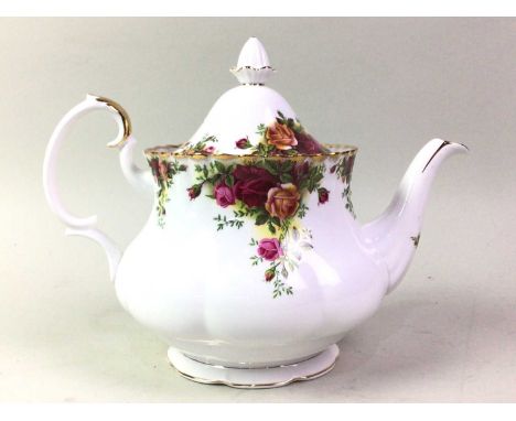ROYAL ALBERT TEA SERVICE, OLD COUNTRY ROSES PATTERN  comprising tea pot, saucers, die plates, cups and sandwich platetea pot 