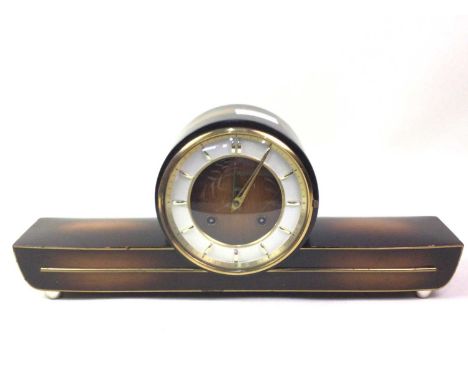 MAHOGANY MANTEL CLOCK, AND OTHER ITEMS  the clock of Art Deco design, along with a mid century style mirror and a dressing ta