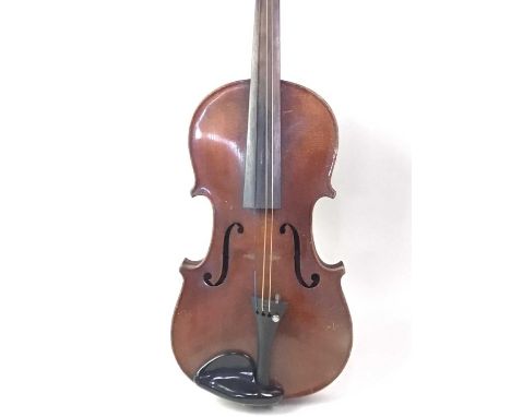 STRADIVARIUS COPY VIOLIN, AND ANOTHER VIOLIN each 19th century, each with bow and in hard case, the bows with ivorine tipsthe