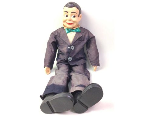 VINTAGE VENTRILOQUIST DOLL, MID / LATE 20TH CENTURY modelled as a male with green bow tie61cm high