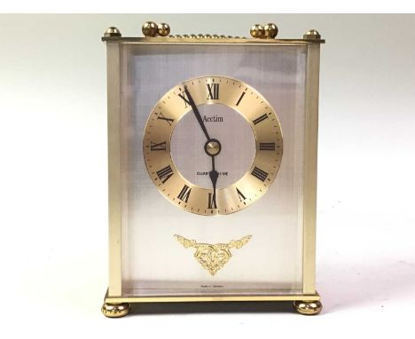 BRASS CARRIAGE CLOCK, AND ANOTHER TWO CLOCKS  each with Roman numerals in black Qty: 3