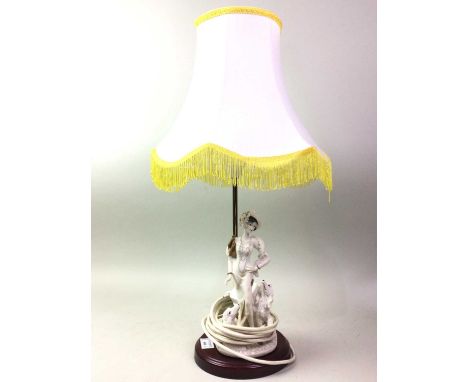 CAPO DI MONTE STYLE FIGURE OF A GENTLEMAN, AND OTHER ITEMS  comprising a resin clock garniture, resin table lamp, House of Fa