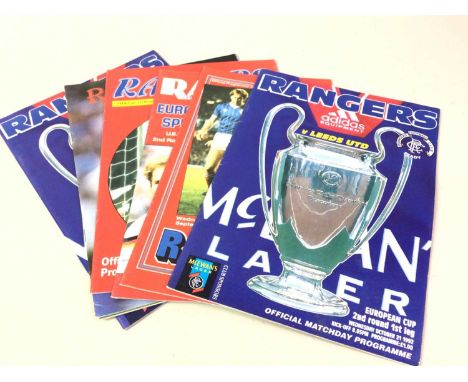 GROUP OF FOOTBALL ITEMS, including Rangers vs Malta, Rangers vs Leeds and Celtic vs K. A. A. Gent programmes, and others