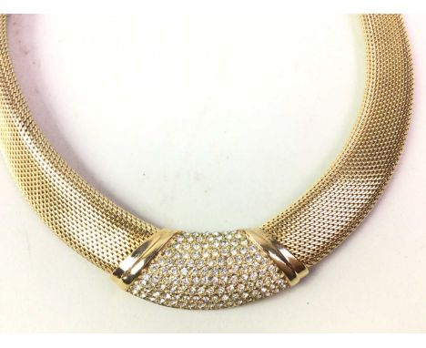 VINTAGE CHRISTIAN DIOR GOLD PLATED CHOKER NECKLACE, CIRCA 1980's set with rhinestones, stamped marks to fastening clasp40cm l
