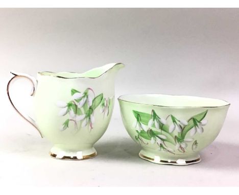 ROYAL ALBERT PART TEA SERVICE, ALONG WITH A WELLINGTON CHINA PART TEA SERVICE the Royal Albert in Laurentian Snowdrop pattern